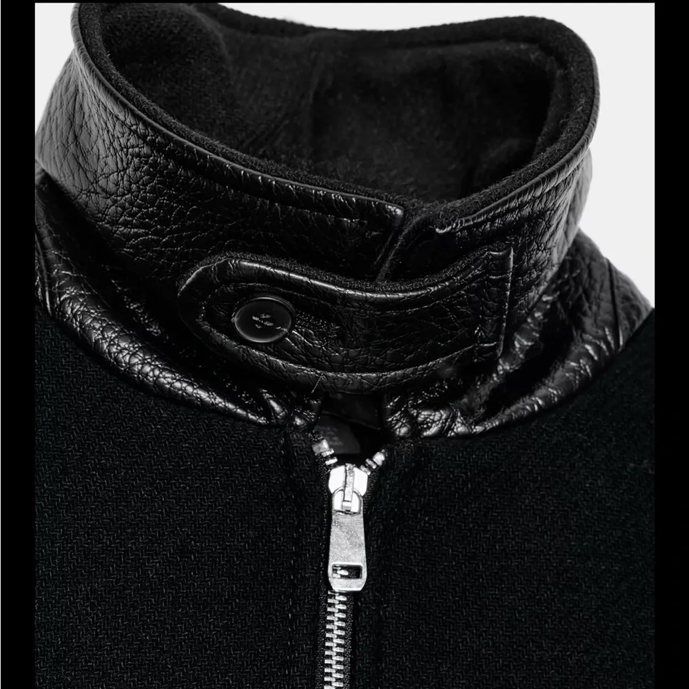 Zara CONTRAST COLLAR WOOL BALLOON BOMBER JACKET - Picture 11 of 12